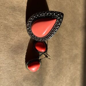 Teardrop Coral Earrings and Ring Set